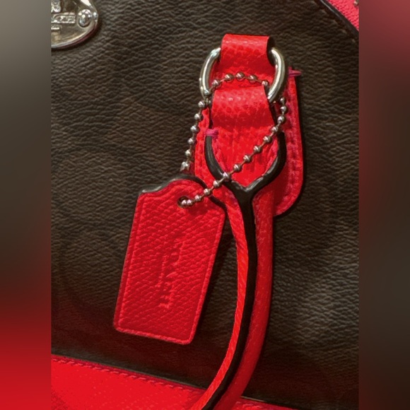 Coach Red and Brown Crossbody Bag with Structured Design - Picture 6 of 7